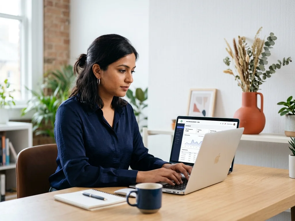 Stratège digitale optimisant le contenu d'une boutique en ligne pour améliorer son référencement SEO.